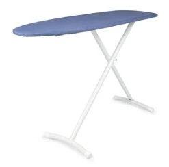 Wholesale Hotel Products 48” Contour Leg Ironing Board- Blue Cover/White Frame- Sturdy Contour Leg Design For Stability- Secure Leg Locking Safety Feature- Adjustable Heights- Home Ironing Board