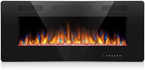 Joy Pebble 50 Inch Electric Fireplace Inserts, In-Wall Recessed And Wall Mounted 750/1500W Fireplace Heater, Touch Screen, Remote Control With Timer, Adjustable Flame Color And Speed 10 Joy Pebble 50 Inch Electric Fireplace Inserts, In-Wall Recessed And Wall Mounted 750/1500W Fireplace Heater, Touch Screen, Remote Control With Timer, Adjustable Flame Color And Speed - Image 8