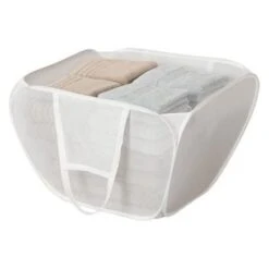 Bajer Laundry Basket 19-1/4" X 19-1/4" X 14" Duramesh Nylon White Bagged -Household Cleaning Supply Store 31AIgiMxatL