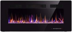 Xbeauty 60" Electric Fireplace In-Wall Recessed And Wall Mounted 1500W Fireplace Heater And Linear Fireplace With Timer/Multicolor Flames/Touch Screen/Remote Control (Black) -Household Cleaning Supply Store 31BB97jWwGL. AC