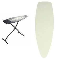 Brabantia XL Size D Ironing Board Heat Resistant Parking Zone, Black Frame, Non-Slip Feet, Suitable For Sit Down Ironing & Size D Replacement Ironing Board Cover With Durable Foam Layer Easy-Fit