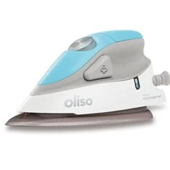 Oliso M2 Mini Project Steam Iron With Solemate - For Sewing, Quilting, Crafting, And Travel | 1000 Watt Dual Voltage Ceramic Soleplate Steam Iron, Turquoise