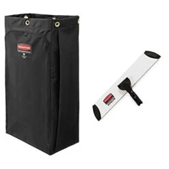 Rubbermaid Commercial Products Cleaning Cart Bag & Commercial Products Executive HYGEN Mop Quick-Connect Frame For Wet/Dry Microfiber Mopping, Fits 18in Mop Pads, Silver/Black, Handle Not Included