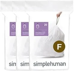 Simplehuman Code F Custom Fit Drawstring Trash Bags In Dispenser Packs, 60 Count, 25-30 Liter / 6.6-8 Gallon, White -Household Cleaning Supply Store 31IlC2w27IL. AC