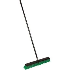 Tidy Tools 24'' Push Broom Outdoor With Long Handle Wide Stiff Bristles Heavy-Duty Brush Commercial Shop Broom For Cleaning Garage Kitchen Patio Bathroom Deck Concrete Wood Stone Tile Floor, Green -Household Cleaning Supply Store 31MuPfA81zL