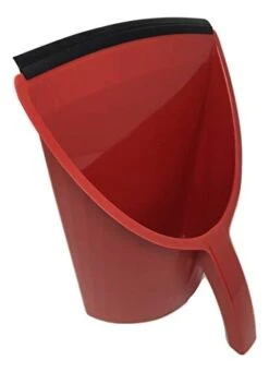 Handy Pan- RED - Large Capacity Recycled Plastic Heavy Duty Dust Pan! Made In USA! Great For Home, Shop, Garage, Waterproof, Stackable, Stands Upright. Unique Rubber Edge Gets Debris In! Handypan