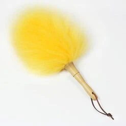 14 Inch Wool Duster Wool Duster With Wood Handle Natural Feather Duster For Cleaning Ceiling Fans,Window Blinds,Computer Screens,Bookshelves( Yellow)