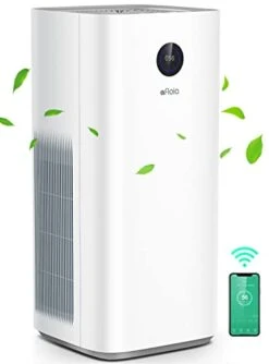 Afloia Smart Air Purifiers For Home Large Room Up To 3576 Sq. Ft, True HEPA Air Filter WiFi Alexa Remote Control, Quiet Air Cleaner With PM2.5 Monitor For 99.99% Allergies, Smoke, Pollen (White)