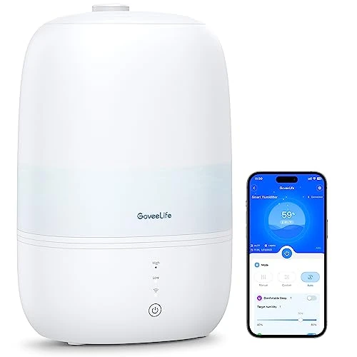 Govee Life Smart 3L Humidifiers For Bedroom, Top Fill Cool Mist Humidifiers With Essential Oil Diffuser, Humidity Control, WiFi Air Humidifier With Night Light, For Baby, Plants, Home, Work With Alexa 3 Govee Life Smart 3L Humidifiers For Bedroom, Top Fill Cool Mist Humidifiers With Essential Oil Diffuser, Humidity Control, WiFi Air Humidifier With Night Light, For Baby, Plants, Home, Work With Alexa