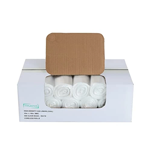 TYPLASTICS 33 Gallon Clear Trash Can Liners - 33" X 40" - HD Garbage Bags - Case Of 500 3 TYPLASTICS 33 Gallon Clear Trash Can Liners - 33" X 40" - HD Garbage Bags - Case Of 500