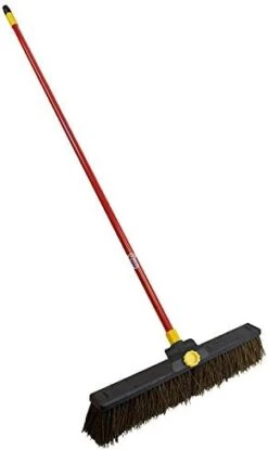 Quickie Bulldozer 24-Inch Multi-Surface Push Broom, Size: 60 Wood Handle With Swivel Hang-up Feature. 15/16-inch Diameter Handle, Green - With Scraper -Household Cleaning Supply Store 31cxgHYcAGL. AC