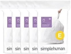 Simplehuman Code E Custom Fit Drawstring Trash Bags In Dispenser Packs, 60 Count, 20 Liter / 5.3 Gallon, White -Household Cleaning Supply Store 31e03Fd965L. AC