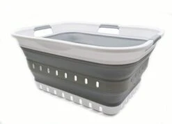 SAMMART 42L (11 Gallon) Collapsible Plastic Laundry Basket - Foldable Pop Up Storage Container/Organizer - Portable Basket - Space Saving Hamper/Basket (2, White/Grey) 18 SAMMART 42L (11 Gallon) Collapsible Plastic Laundry Basket - Foldable Pop Up Storage Container/Organizer - Portable Basket - Space Saving Hamper/Basket (2, White/Grey) -Household Cleaning Supply Store 31ejYogueXL