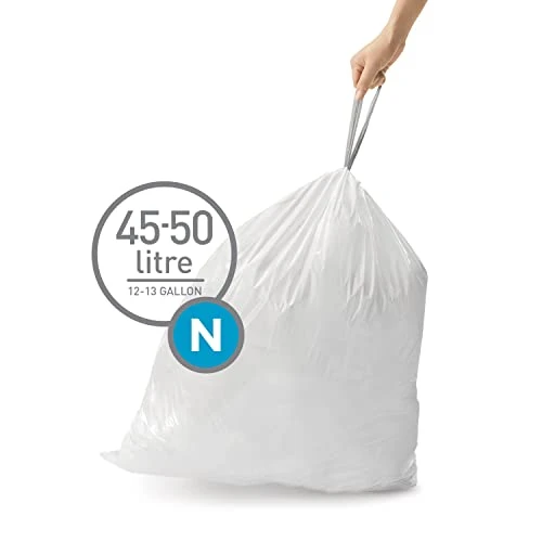 Simplehuman Code N Custom Fit Drawstring Trash Bags In Dispenser Packs, 100 Count, 45-50 Liter / 11.9-13.2 Gallon, White 4 Simplehuman Code N Custom Fit Drawstring Trash Bags In Dispenser Packs, 100 Count, 45-50 Liter / 11.9-13.2 Gallon, White - Image 2