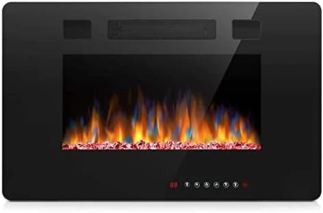 Joy Pebble 50 Inch Electric Fireplace Inserts, In-Wall Recessed And Wall Mounted 750/1500W Fireplace Heater, Touch Screen, Remote Control With Timer, Adjustable Flame Color And Speed 8 Joy Pebble 50 Inch Electric Fireplace Inserts, In-Wall Recessed And Wall Mounted 750/1500W Fireplace Heater, Touch Screen, Remote Control With Timer, Adjustable Flame Color And Speed - Image 6