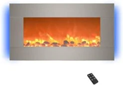 31-Inch Electric Fireplace - Front Vent, Wall Mounted, 13 Backlight Colors, Adjustable Heat And Remote Control By Lavish Home (Silver) -Household Cleaning Supply Store 31g304WECnL. AC
