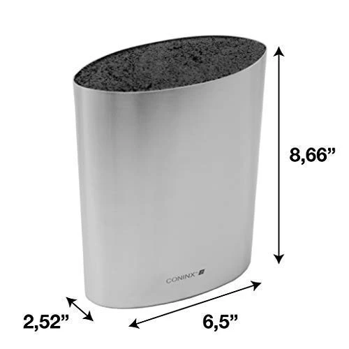 Coninx Stainless Steel Kitchen Knife Block - Modern Oval Kitchen Knife Holder & Universal Knife Block Without Knives - Kitchen Optimizing Knife Block Only - Safe, Stylish Knife Storage For Home 3 Coninx Stainless Steel Kitchen Knife Block - Modern Oval Kitchen Knife Holder & Universal Knife Block Without Knives - Kitchen Optimizing Knife Block Only - Safe, Stylish Knife Storage For Home