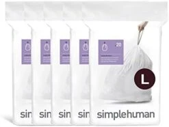 Simplehuman Code E Custom Fit Drawstring Trash Bags In Dispenser Packs, 60 Count, 20 Liter / 5.3 Gallon, White -Household Cleaning Supply Store 31x0gxMeHeL. AC