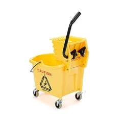 Amazon Basics Side Press Wringer Combo Commercial Rectangular Mop Bucket On Wheels, 35-Quart, Yellow
