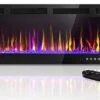 LEMBERI 50 Inch Electric Fireplace Recessed And Wall Mounted,750/1500W Fireplace Heater And Linear Fireplace With Touch Screen Control Panel, Timer,Remote Control,Adjustable Flame Color And Speed -Household Cleaning Supply Store 4109q9dlIfL