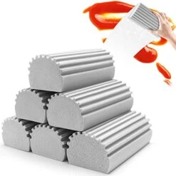 Damp Clean Duster Sponge - LUCHOI Magical Dust Cleaning Sponges, 6-Pack Reusable Household Wet Dusting Sponge For Car Pet Blinds Cleaning, Baseboards, Vents, Mirrors, Glass, Window Track Grooves
