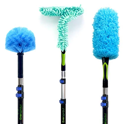 EVERSPROUT 6.5-to-18 Foot Duster 3-Pack With Extension-Pole (25+ Foot Reach) | Hand-packaged Cobweb Duster, Microfiber Feather Duster, Flexible Microfiber Ceiling Fan Duster | Aluminum Telescopic Pole 3 EVERSPROUT 6.5-to-18 Foot Duster 3-Pack With Extension-Pole (25+ Foot Reach) | Hand-packaged Cobweb Duster, Microfiber Feather Duster, Flexible Microfiber Ceiling Fan Duster | Aluminum Telescopic Pole
