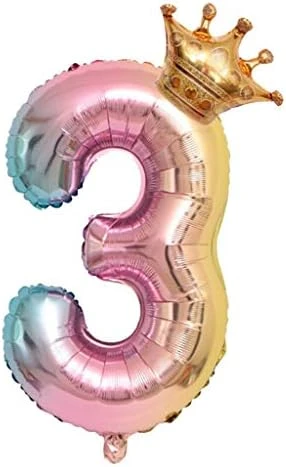 Ntpwenla Aluminum Film 32 Inch Digital Crown Foil Number Balloons Gradient Color Digital Balloon,Baby Birthday Shower Wedding Anniversary Balloon (1) 6 Ntpwenla Aluminum Film 32 Inch Digital Crown Foil Number Balloons Gradient Color Digital Balloon,Baby Birthday Shower Wedding Anniversary Balloon (1) - Image 4