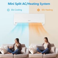 ROVSUN 9,000 BTU Wifi Enabled Mini Split AC/Heating System With Inverter, 19 SEER 115V Energy Saving Ductless Split-System Air Conditioner With Pre-Charged Condenser, Heat Pump & Installation Kit -Household Cleaning Supply Store 415FcUG4zuL