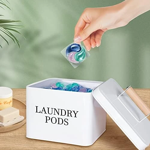 Mustry Dryer Sheet Holder, Decorative Laundry Room Organization Container And Storage, White Farmhouse Laundry Pods Container Holds Over 240 Dryer Sheets And 81 Laundry Pods 10 Mustry Dryer Sheet Holder, Decorative Laundry Room Organization Container And Storage, White Farmhouse Laundry Pods Container Holds Over 240 Dryer Sheets And 81 Laundry Pods - Image 8