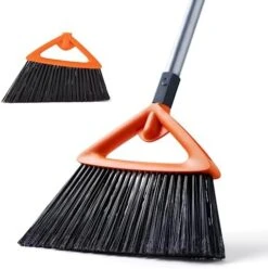CLEANHOME Outdoor Brooms For Sweeping Patio, Commercial Grade Heavy Duty Broom With 2 Broom Head For Sweeping Garage,Deck,Kitchen,Straw, Outside Broom For Cleaning Pet Hair,Weeds,Leaves，Grey -Household Cleaning Supply Store 415d5NLbxL. AC