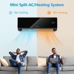 ROVSUN Wifi Enabled 9,000 BTU Mini Split AC/Heating System With Inverter, 19 SEER 115V Energy Saving Ductless Split-System Air Conditioner With Pre-Charged Condenser, Heat Pump & Installation Kit (Black Series) 12 ROVSUN Wifi Enabled 9,000 BTU Mini Split AC/Heating System With Inverter, 19 SEER 115V Energy Saving Ductless Split-System Air Conditioner With Pre-Charged Condenser, Heat Pump & Installation Kit (Black Series) -Household Cleaning Supply Store 416fkVfA9ZL