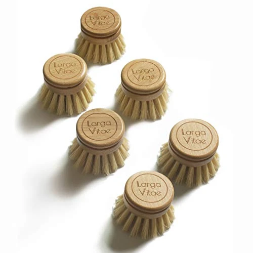 Larga Vitae 6 Pcs Wooden Dish Brush Replacement Heads Made Of Renewable Bamboo Wood And Natural Bristle Fiber, Durable, Long Lasting (Tampico Fiber) 2 Larga Vitae 6 Pcs Wooden Dish Brush Replacement Heads Made Of Renewable Bamboo Wood And Natural Bristle Fiber, Durable, Long Lasting (Tampico Fiber)