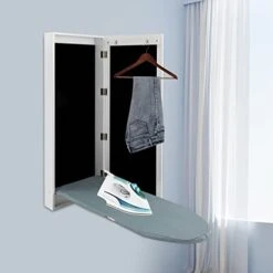 Wall Mounted Ironing Board, Waterproof And High-Temperature Resistant Multi-Functional Wall-Mounted Ironing Board, Foldable Ironing Hanging Mirror Door Storage Station For Home