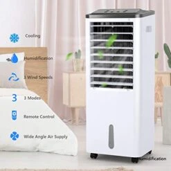 COSTWAY Evaporative Cooler, Portable Bladeless Air Cooler, Electric Fan & Humidifier With Remote Control, LCD Display, 3 Modes & 3 Speeds Air Conditioner For Indoor Home Office Dorms (40-Inch) -Household Cleaning Supply Store 417m1t6gq9L