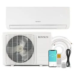 ROVSUN 9,000 BTU Wifi Enabled Mini Split AC/Heating System With Inverter, 19 SEER 115V Energy Saving Ductless Split-System Air Conditioner With Pre-Charged Condenser, Heat Pump & Installation Kit