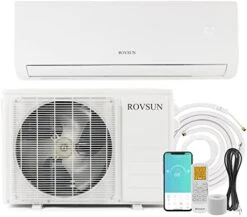 ROVSUN 9,000 BTU Wifi Enabled Mini Split AC/Heating System With Inverter, 19 SEER 115V Energy Saving Ductless Split-System Air Conditioner With Pre-Charged Condenser, Heat Pump & Installation Kit -Household Cleaning Supply Store 418f06OE9yL. AC