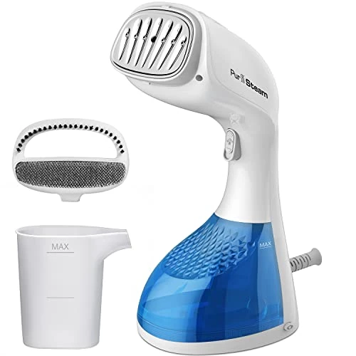 PurSteam 1400-Watt Steamer For Clothes, Wrinkle Remover, Fast Heat-up, Large Detachable Water Tank, Exact Measure Filler Cup And 2 In 1 Brush Included