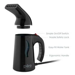 Pure Enrichment® PureSteam™ Portable Handheld Garment Steamer - Ideal For Home Or Travel, Fast Heating, Removes Wrinkles On Clothes And Fabric, Auto Shut-Off Safety Feature (Black) -Household Cleaning Supply Store 41AK6X0SQUL