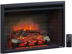 PuraFlame Western Electric Fireplace Insert With Fire Crackling Sound, Remote Control, 750/1500W, Black, 33 1/16 Inches Wide, 25 9/16 Inches High -Household Cleaning Supply Store 41AMEgW8wBL. AC