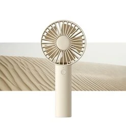 JISULIFE Handheld Portable Small Fan With 3 Speeds, USB Rechargeable Hand Fan, Personal Fan Battery Operate For Outdoor, Indoor, Commute, Office, Travel -Beige