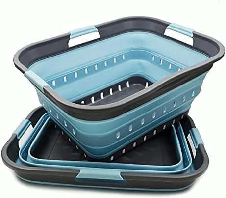 SAMMART 42L (11 Gallon) Collapsible Plastic Laundry Basket - Foldable Pop Up Storage Container/Organizer - Portable Basket - Space Saving Hamper/Basket (2, White/Grey) 9 SAMMART 42L (11 Gallon) Collapsible Plastic Laundry Basket - Foldable Pop Up Storage Container/Organizer - Portable Basket - Space Saving Hamper/Basket (2, White/Grey) - Image 7