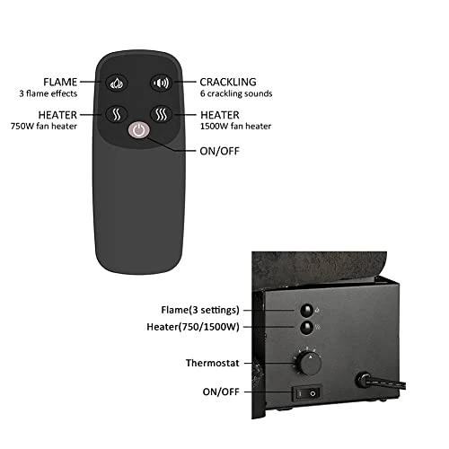 LegendFlame 23" W Free Standing Electric Fireplace Log Set (EF290), Fireplace Insert, Heater 750W/1500W, Crackling Sound, Remote Control 8 LegendFlame 23" W Free Standing Electric Fireplace Log Set (EF290), Fireplace Insert, Heater 750W/1500W, Crackling Sound, Remote Control - Image 6