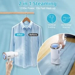 Portable Steamer For Clothes, Oragerju 2 In 1 Handheld Steamer And Iron, 15s Fast Heat-up, 2 Steam Modes, 1200w Auto Shut-Off Garment Steamer For Travel And Home, 170ML Detachable Water Tank