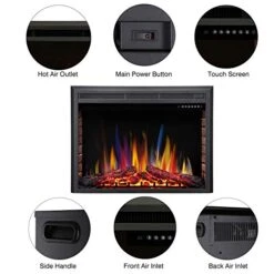 R.W.FLAME 39" Electric Fireplace Insert,Freestanding & Recessed Electric Stove Heater,Touch Screen,Remote Control,750W-1500W With Timer & Colorful Flame Option -Household Cleaning Supply Store 41FqaiSmu4L