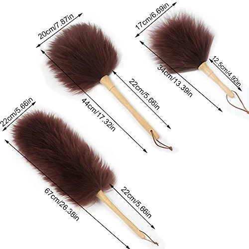 14 Inch Wool Duster Wool Duster With Wood Handle Natural Feather Duster For Cleaning Ceiling Fans,Window Blinds,Computer Screens,Bookshelves( Yellow) 4 14 Inch Wool Duster Wool Duster With Wood Handle Natural Feather Duster For Cleaning Ceiling Fans,Window Blinds,Computer Screens,Bookshelves( Yellow) - Image 2