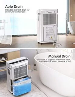 Dehumidifiers For Home And Basement, Grelife 4,500 Sq. Ft 50 Pint Dehumidifier With Drain Hose, 3 Modes, Child Lock, 24H Timer,Defrost,Dry Clothes,Easy-to-clean Filter,for Large Room, Bedroom,bathroom -Household Cleaning Supply Store 41H1NRuEPsL
