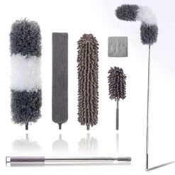Microfiber Duster Kit For High Ceiling (6pcs), Extendable Dusters For Cleaning With 100" Extension Pole, Long Microfiber Feather Duster For Ceiling Fan/Car, House Cleaning Tool Kit By OOSOFITT