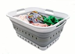 SAMMART 42L (11 Gallon) Collapsible Plastic Laundry Basket - Foldable Pop Up Storage Container/Organizer - Portable Basket - Space Saving Hamper/Basket (2, White/Grey) 21 SAMMART 42L (11 Gallon) Collapsible Plastic Laundry Basket - Foldable Pop Up Storage Container/Organizer - Portable Basket - Space Saving Hamper/Basket (2, White/Grey) -Household Cleaning Supply Store 41HCuCjyVSL