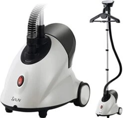 SALAV GS18-DJ Standing Garment Steamer With Roll Wheels For Easy Movement, 1.8L Water Tank For 1 Hour Continuous Steaming, Adjustable Pole For Storage, 1500 Watts -Household Cleaning Supply Store 41HIcvsUzlL. AC