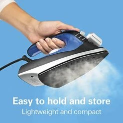 Hamilton Beach 2-in-1 Iron & Garment Steamer For Clothes With Continuous Steam Nozzle 5 Temperature Settings, Nonstick Soleplate, 1200 Watts, 8’ Cord, Blue/Black -Household Cleaning Supply Store 41HJmeaH0US